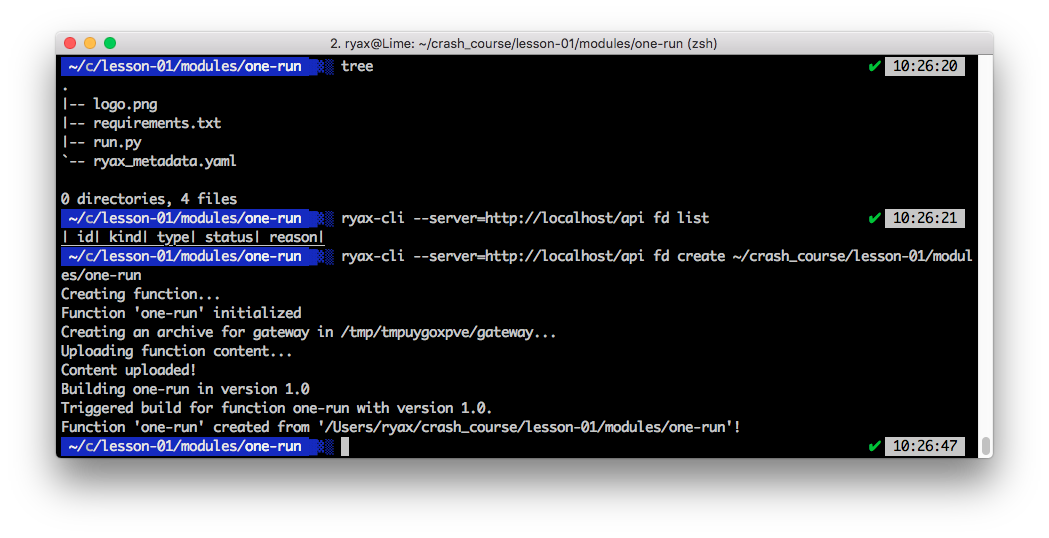 Using ryax-cli to create one-run module