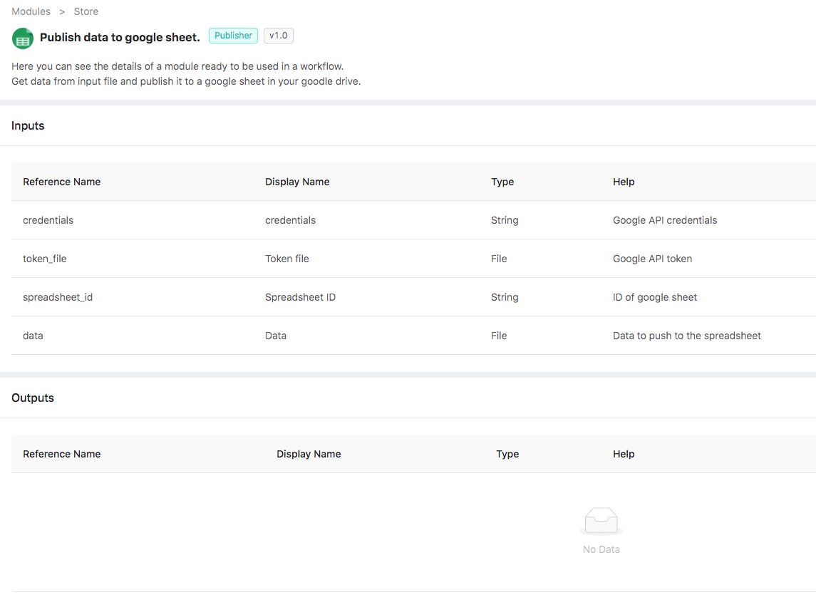 Publish to Google Sheet