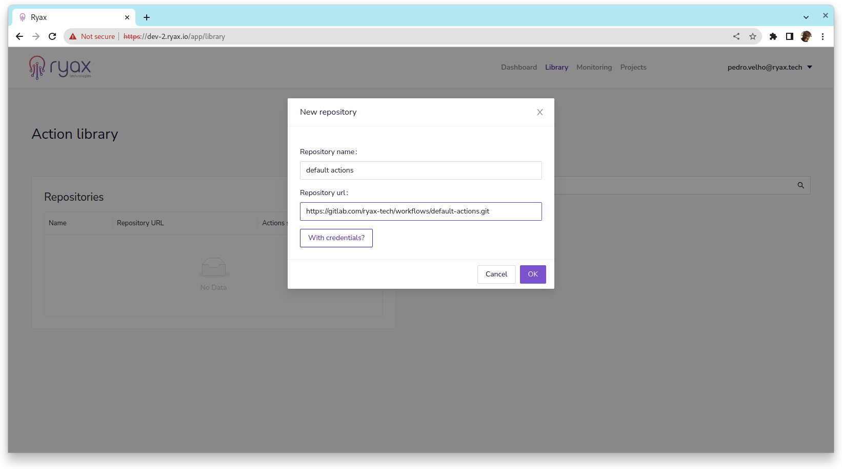 Add default-actions repository