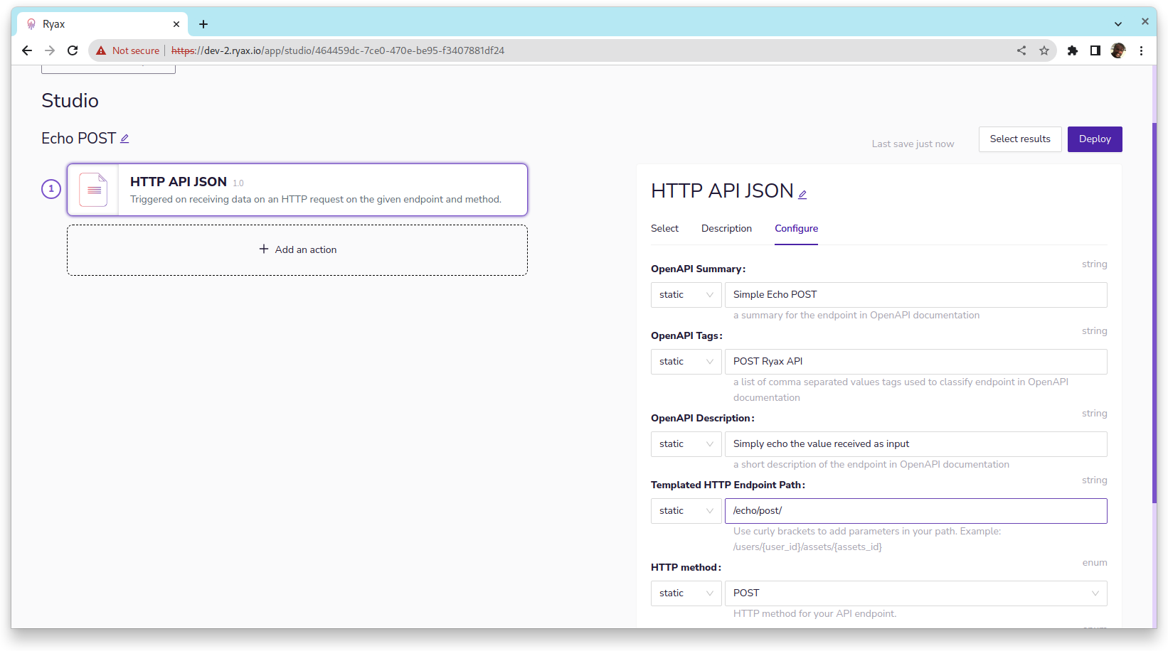 Configure HTTP API JSON trigger